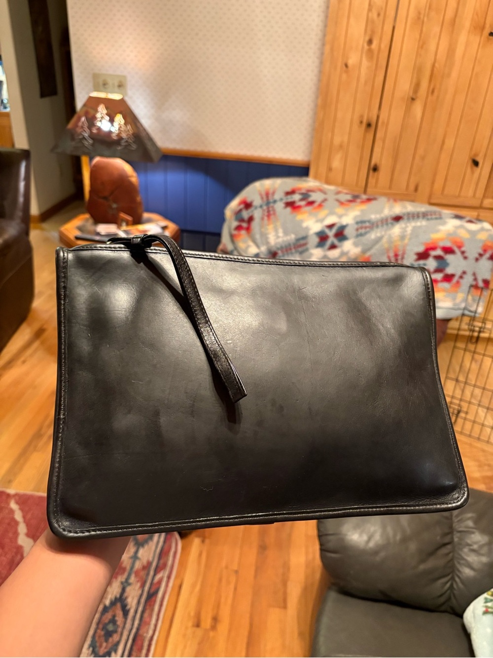 Vintage Coach 1990’s large coach black leather large slim clutch